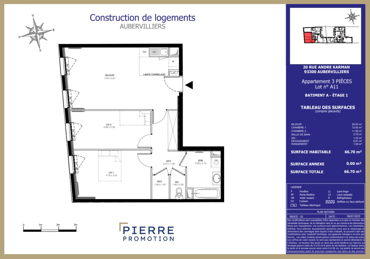 Appartement à louer, 68m², Aubervilliers