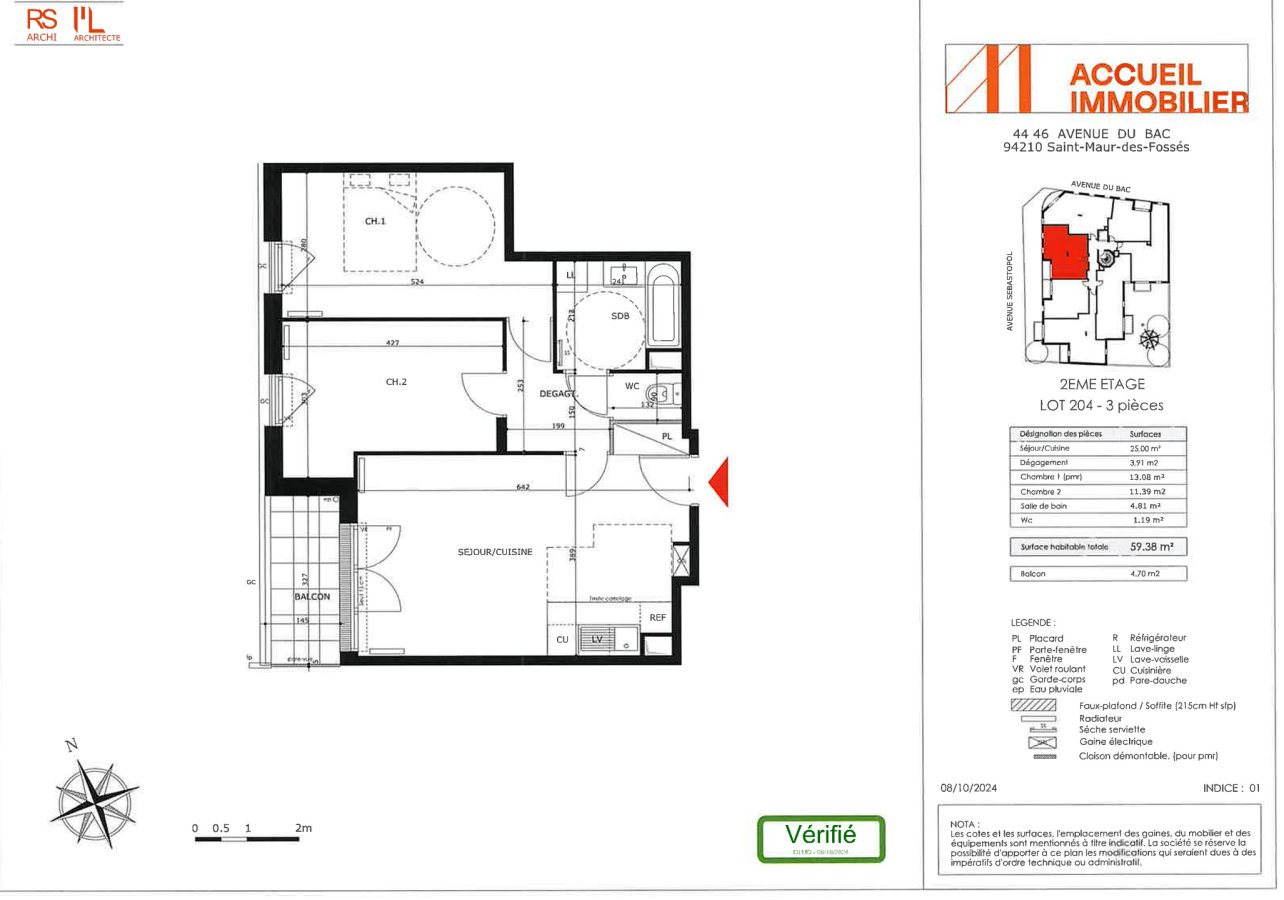 Appartement à louer, 59m², Saint-Maur-des-Fossés