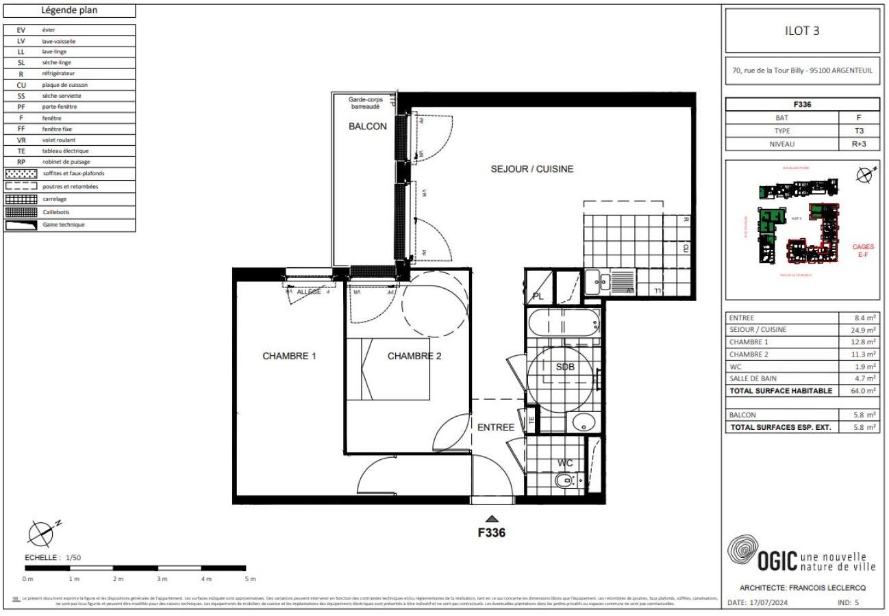 Appartement à louer, 64m², Argenteuil