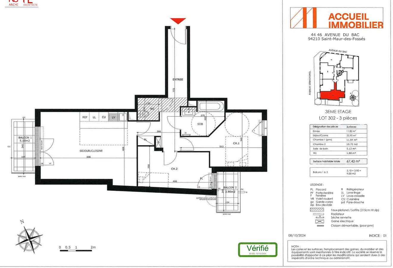 Appartement à louer, 67m², Saint-Maur-des-Fossés