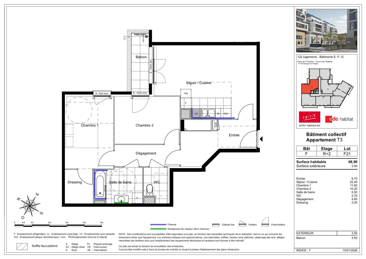 Appartement à louer, 69m², Savigny-le-Temple