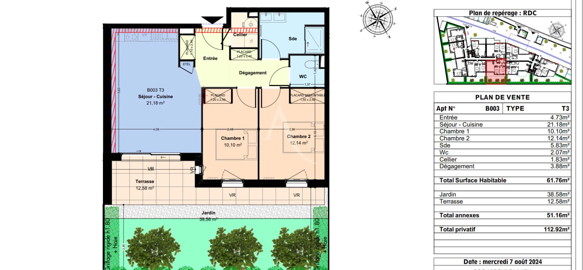Appartement à vendre, 61m², Castelginest