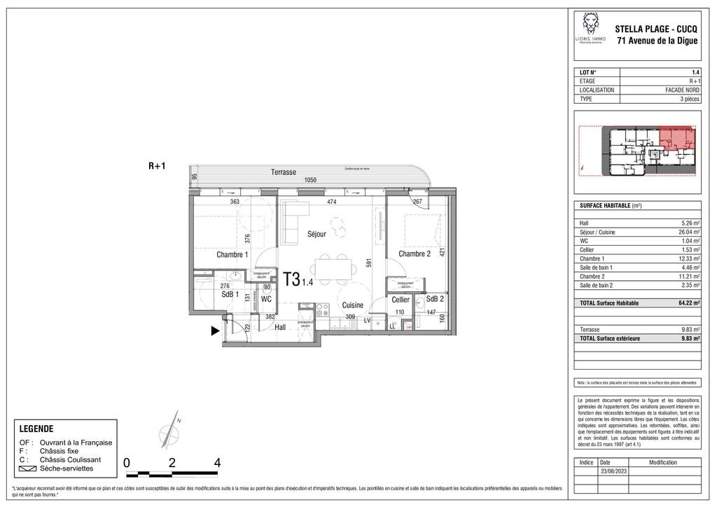 Appartement à vendre, 63m², Cucq