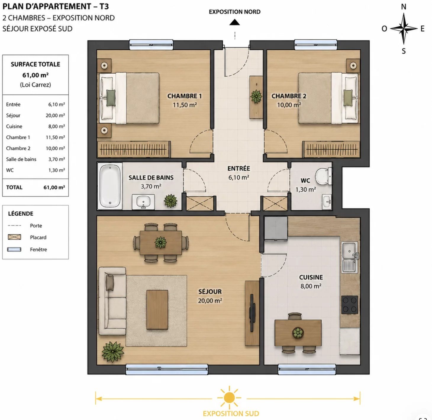 Appartement à vendre, 61m², Montreuil