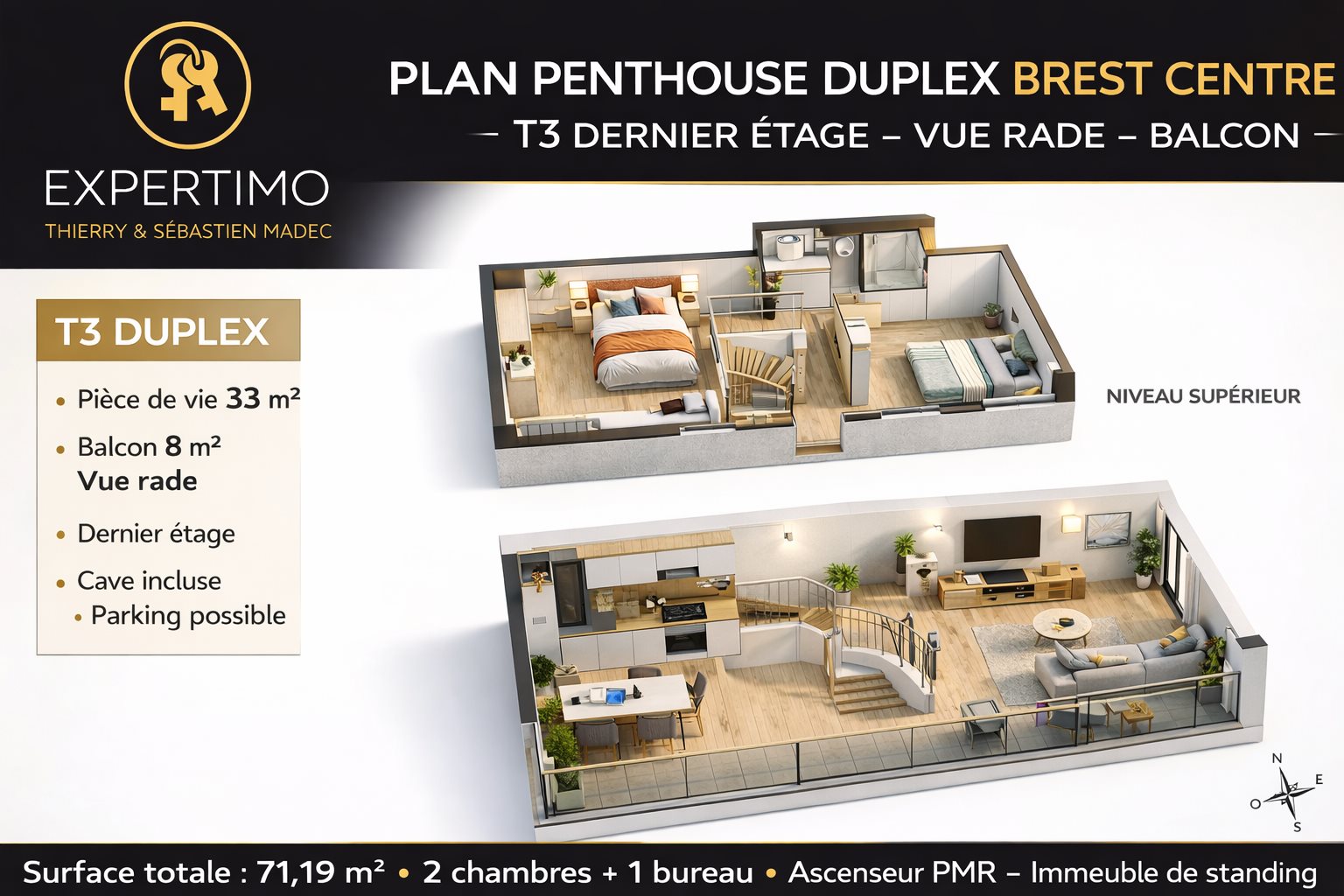 Appartement à vendre, 71m², Brest