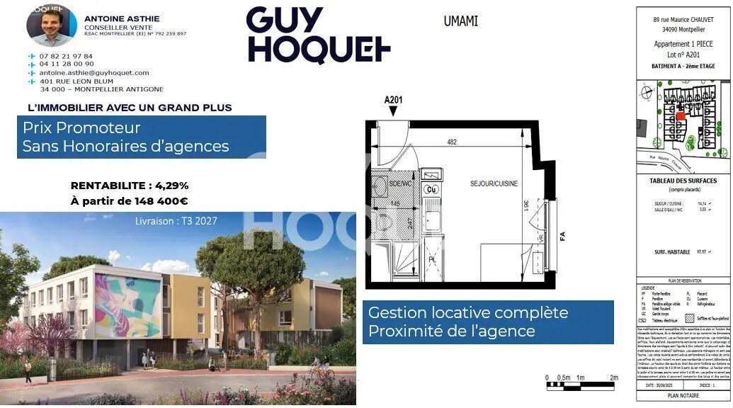 Appartement à vendre, 17m², Montpellier
