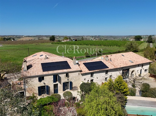 Character stone property with main house and 3 guest houses, 5 minutes from amenities and 10 minutes from Marmande
