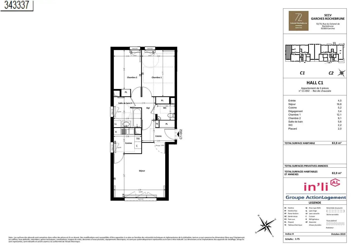 Appartement à louer, 63m², Garches