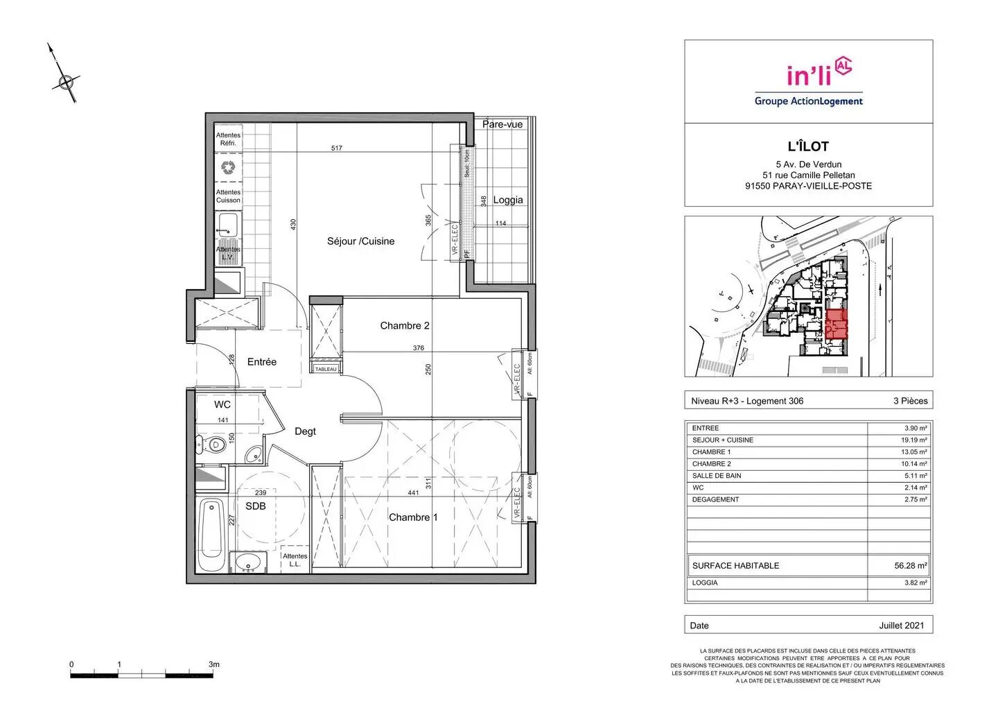 Appartement à louer, 56m², Paray-Vieille-Poste
