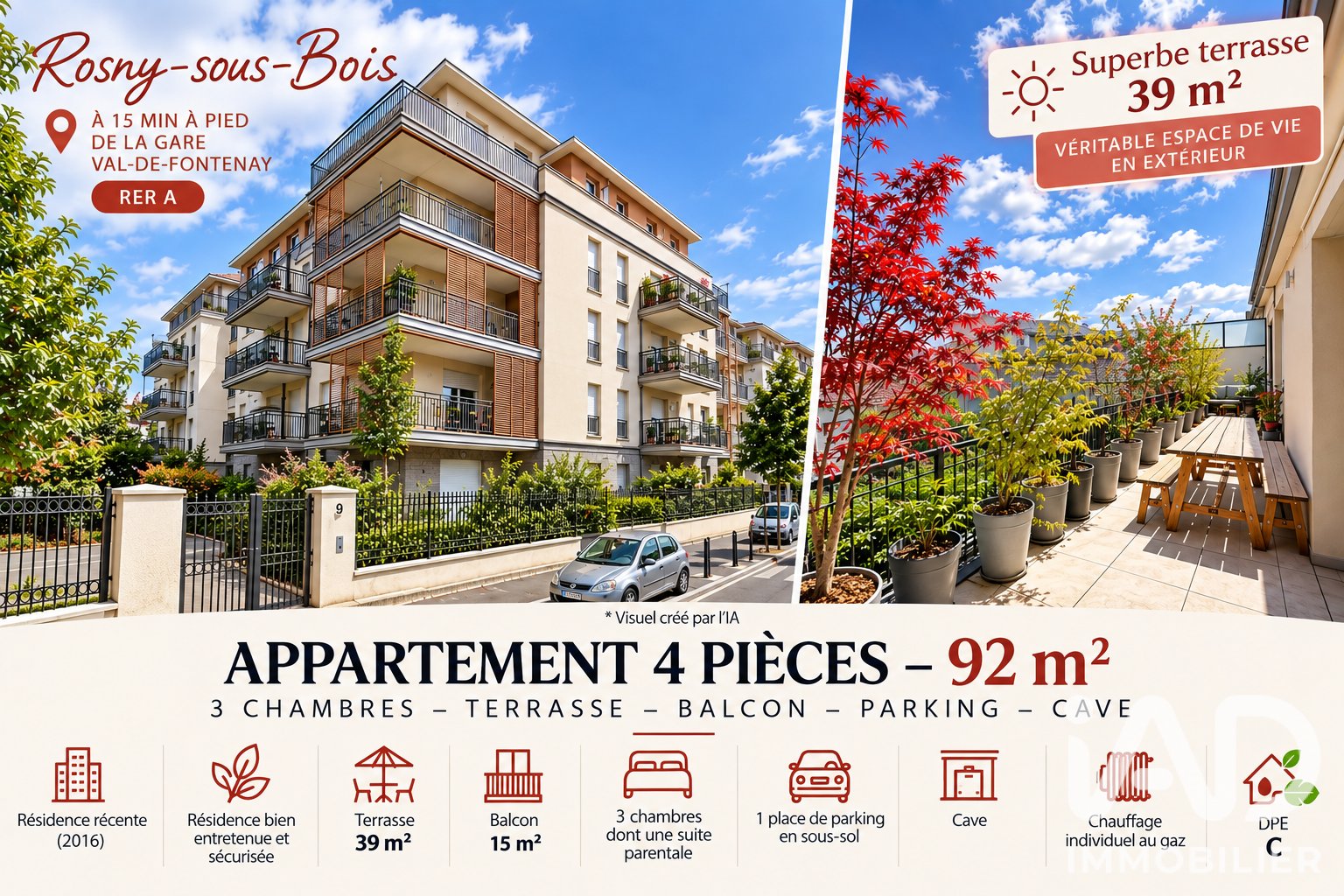 Appartement à vendre, 92m², Rosny-sous-Bois