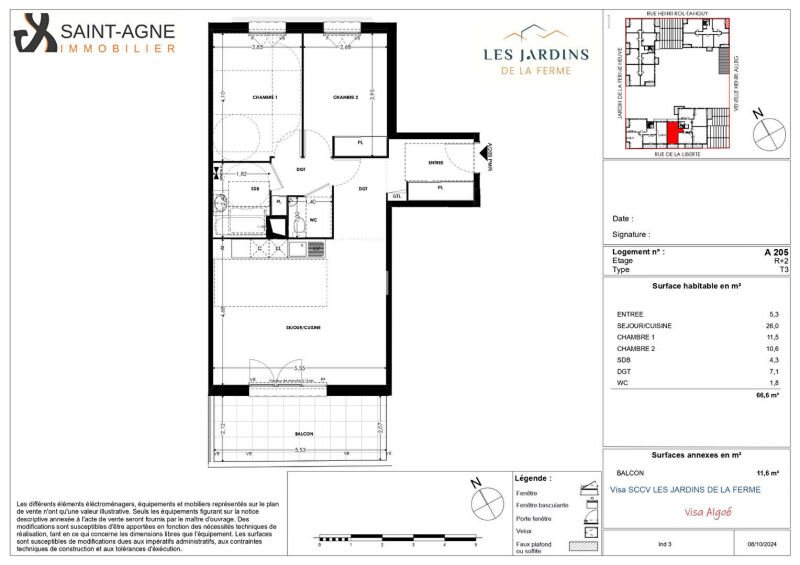 Appartement à louer, 66m², Grigny