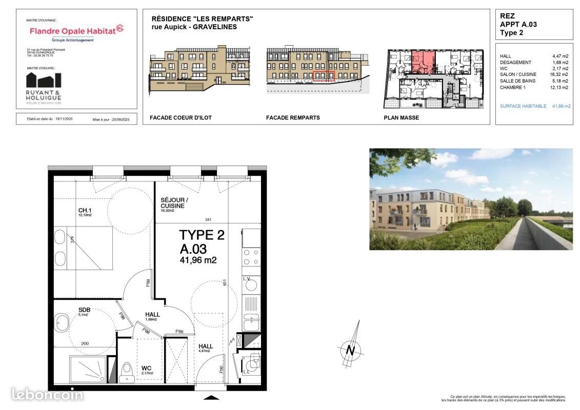 Appartement à louer, 42m², Gravelines