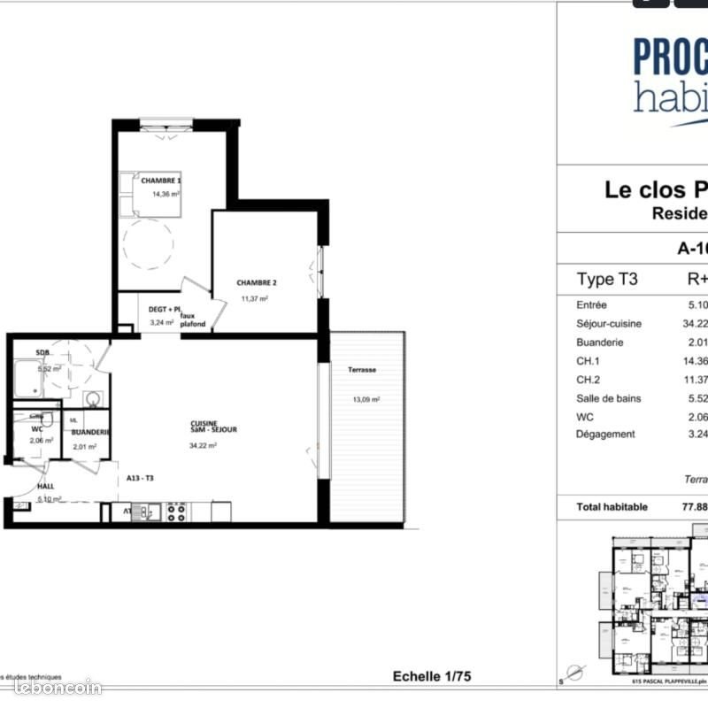 Appartement à louer, 77m², Plappeville