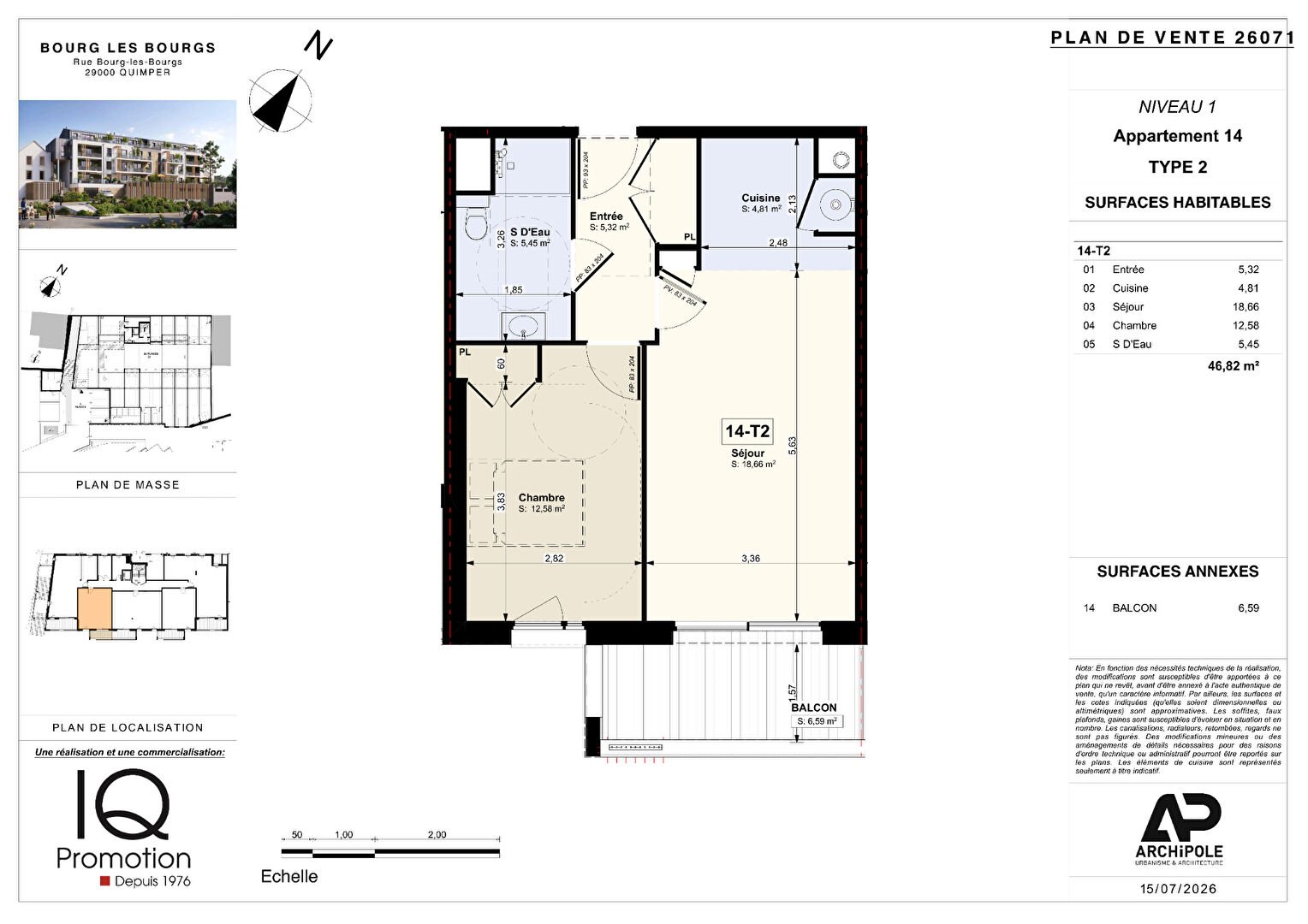 Appartement à vendre, 47m², Quimper