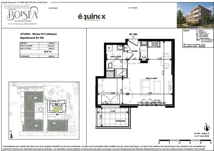 Appartement à louer, 38m², Roussillon