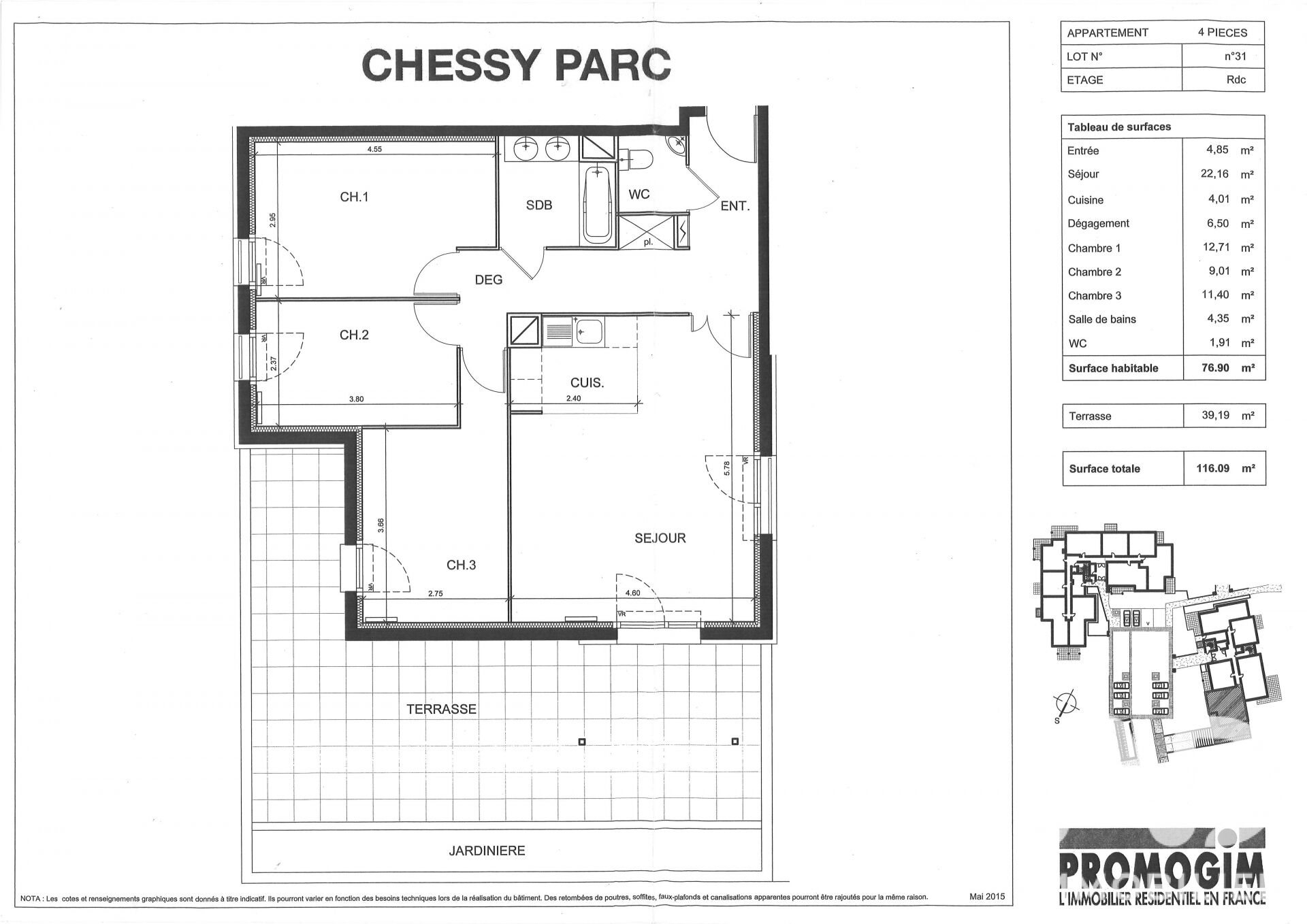 Appartement à vendre, 77m², Chessy