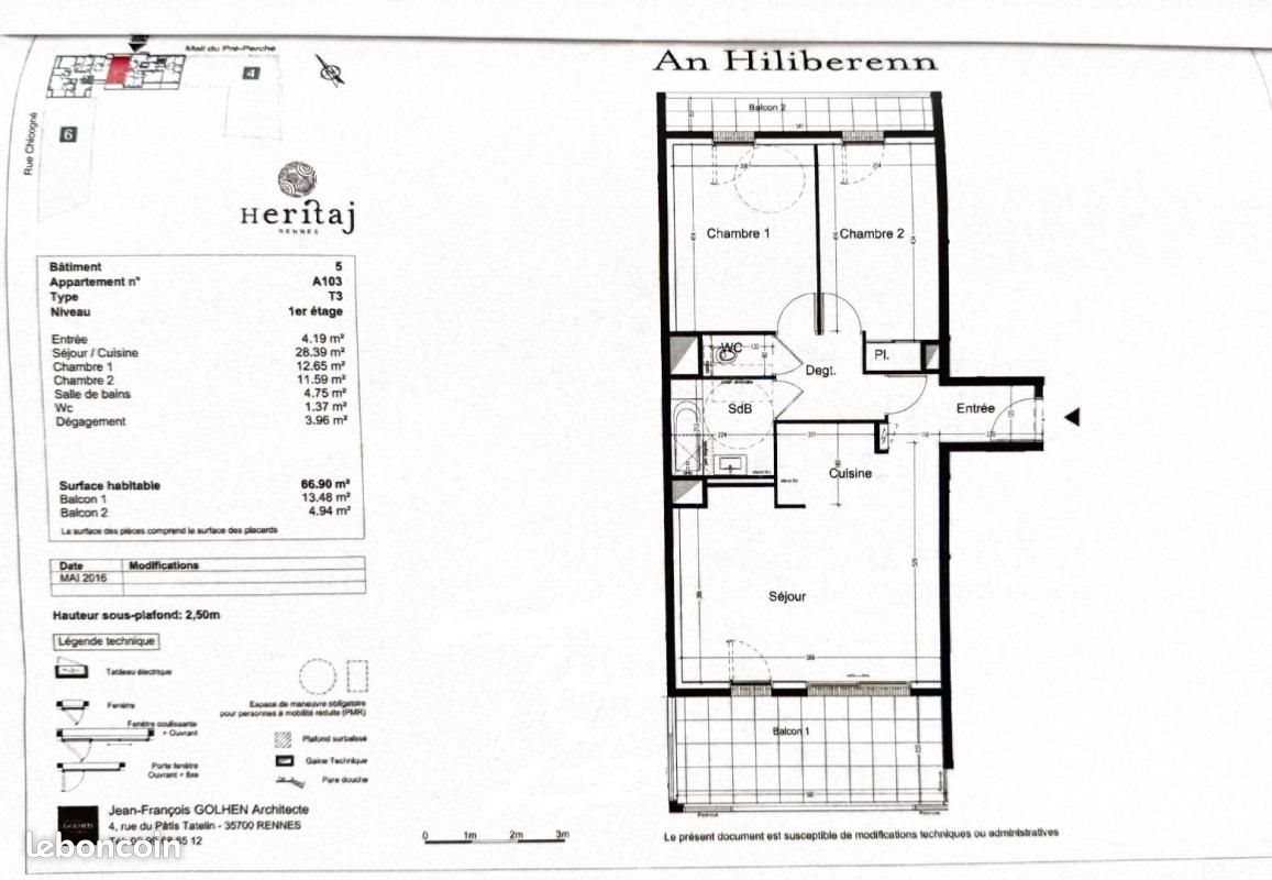Appartement à louer, 66m², Rennes