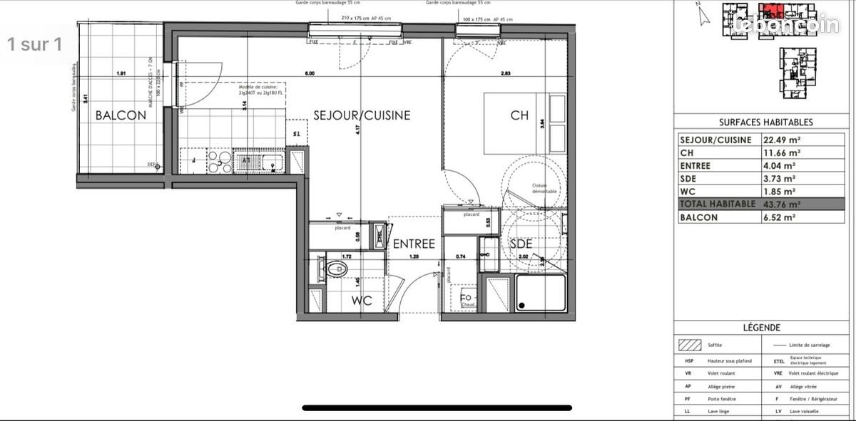 Appartement à louer, 43m², Rennes