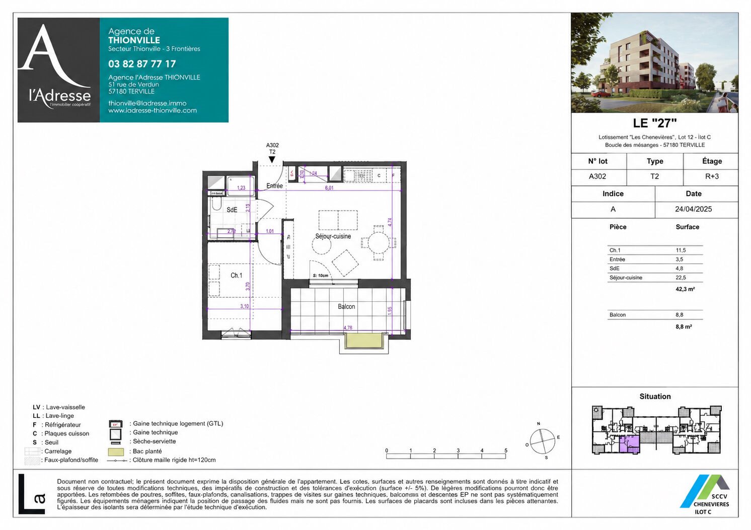 Appartement à vendre, 42m², Terville