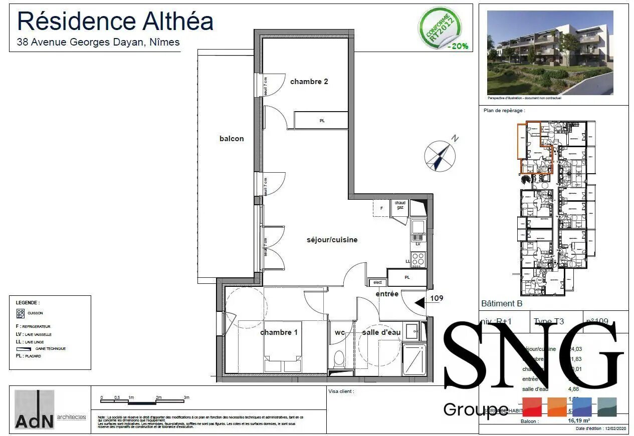 Appartement à louer, 57m², Nîmes