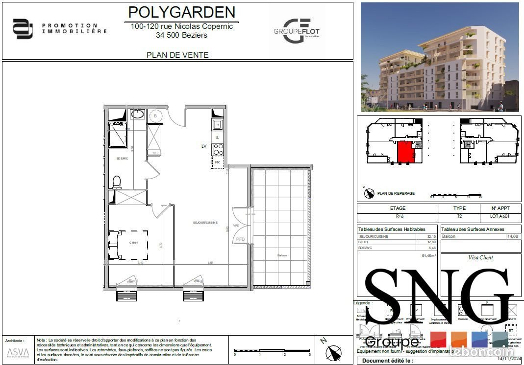 Appartement à louer, 51m², Béziers