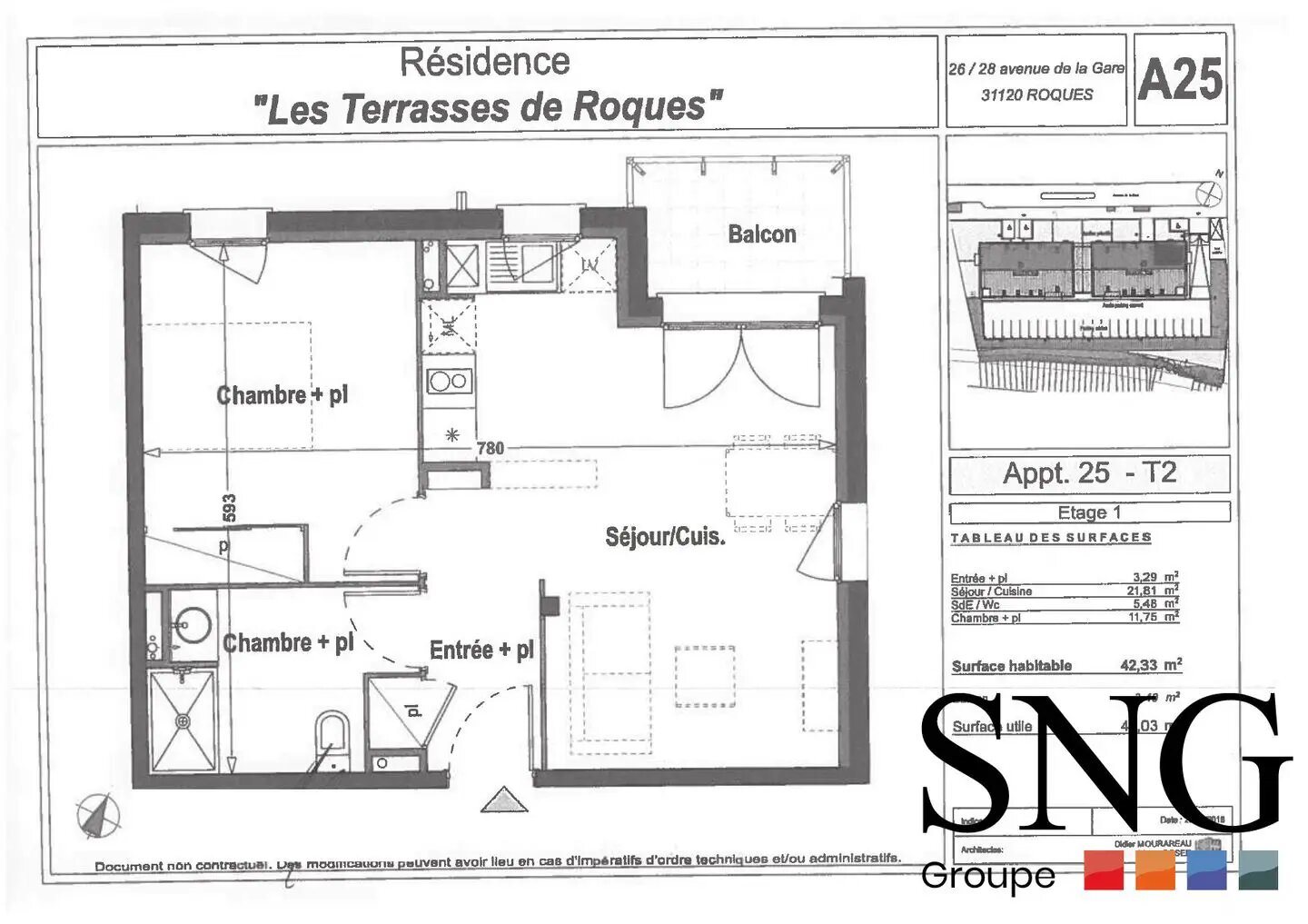 Appartement à louer, 42m², Roques