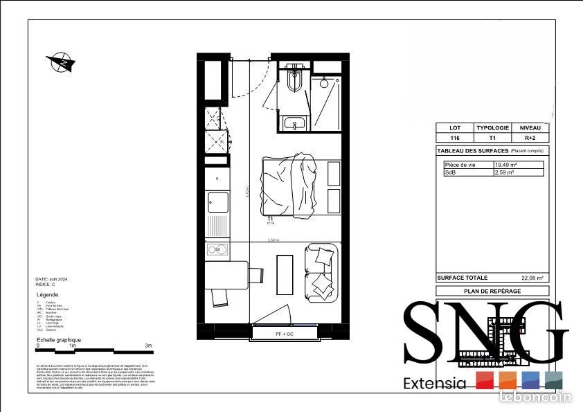 Appartement à vendre, 22m², Strasbourg