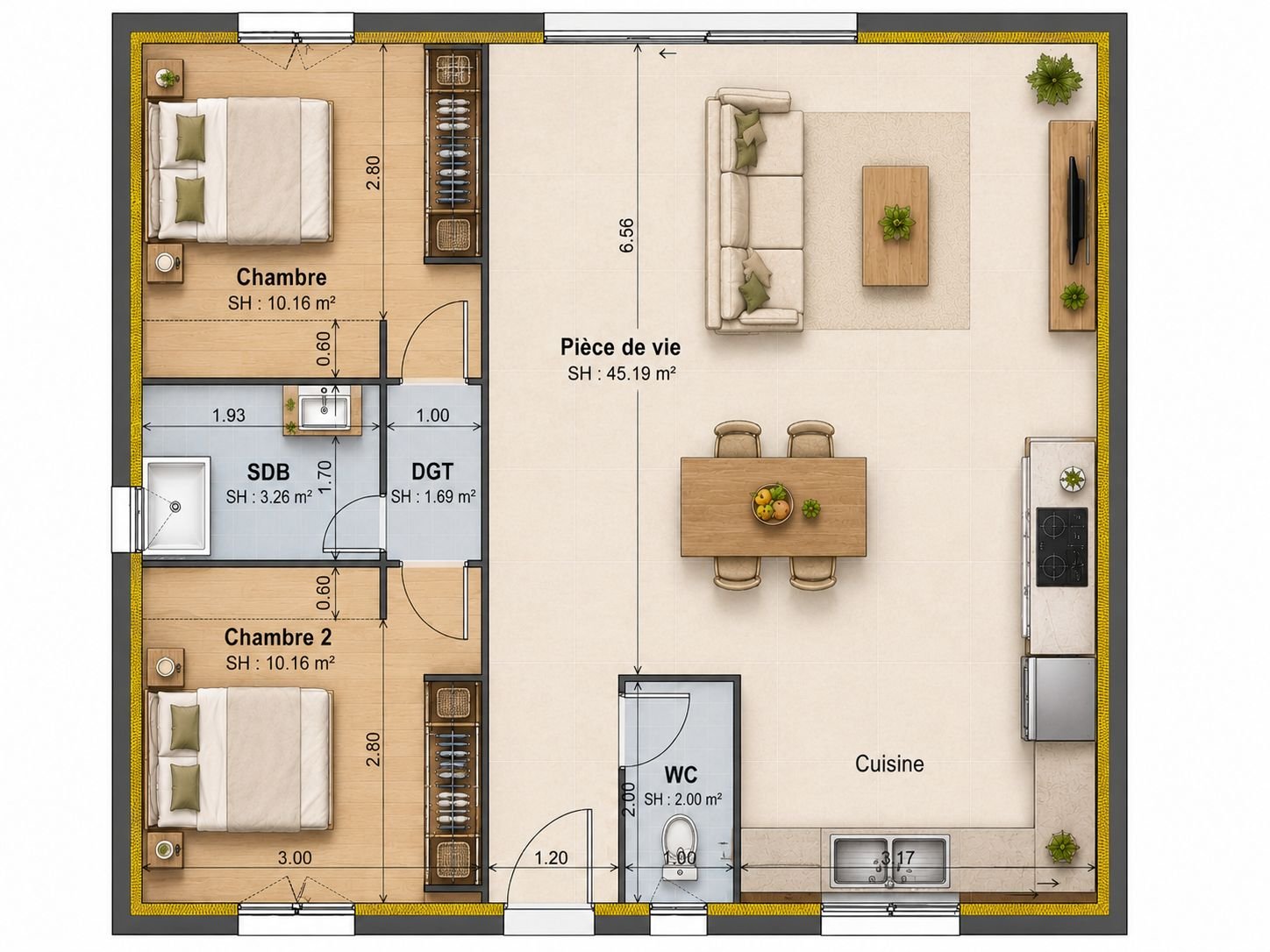Maison à vendre, 70m², Montpitol