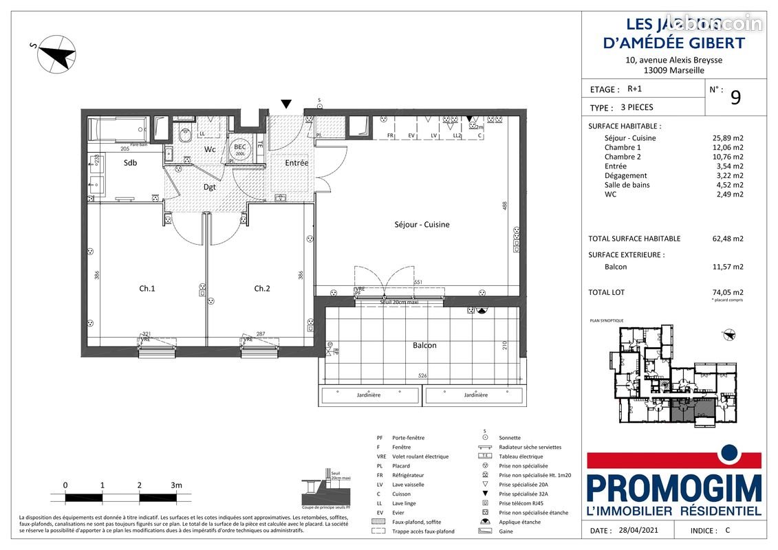 Appartement à louer, 62m², Marseille 9ème