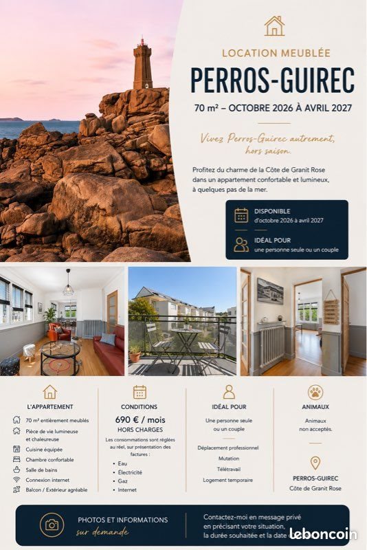 Appartement à louer, 70m², Perros-Guirec