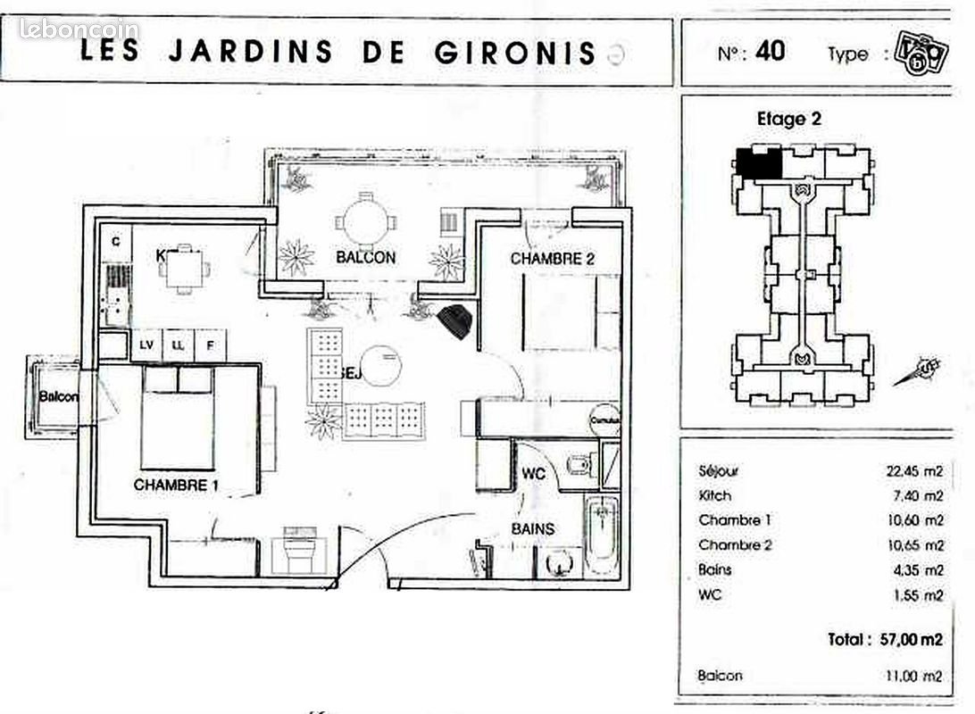 Appartement à vendre, 57m², Toulouse