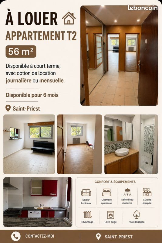 Appartement à louer, 56m², Saint-Priest