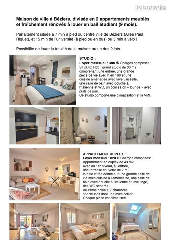 Appartement à louer, 43m², Béziers