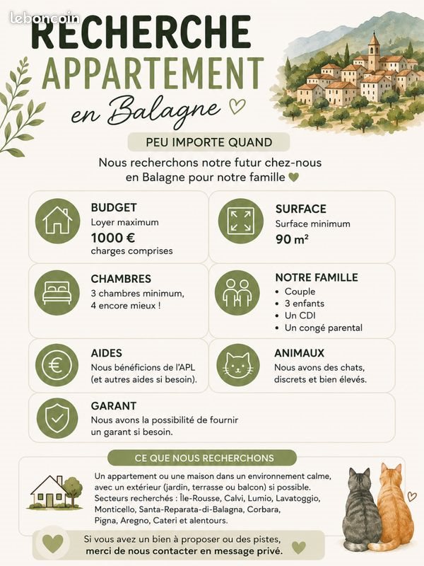 Appartement à louer, 90m², Corbara