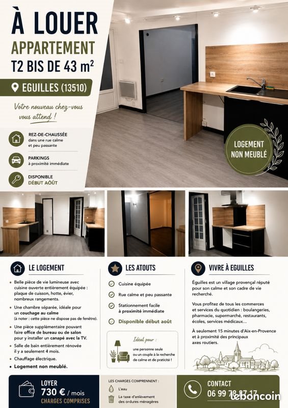 Appartement à louer, 43m², Eguilles