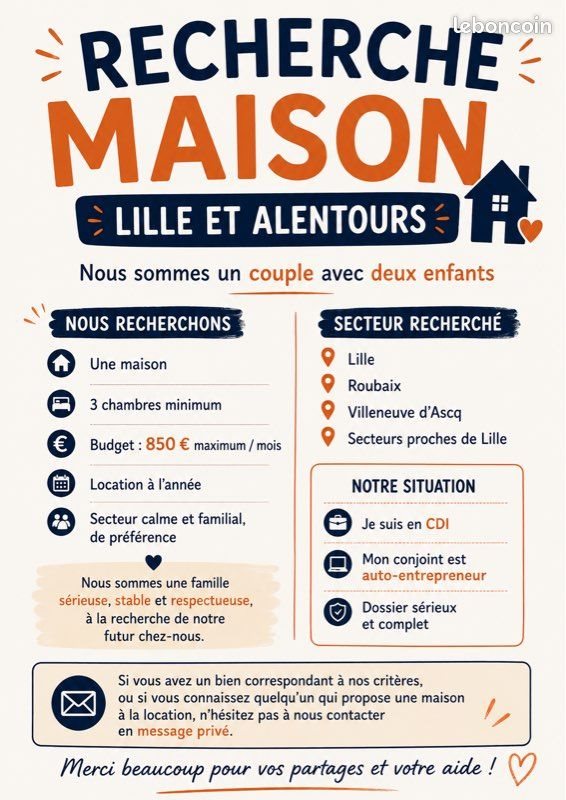 Maison à louer, 70m², Lille