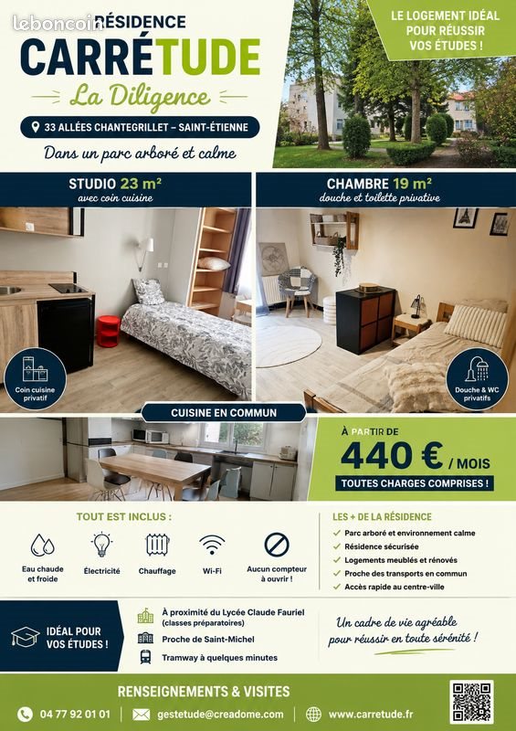 Appartement à louer, 23m², Saint-Etienne