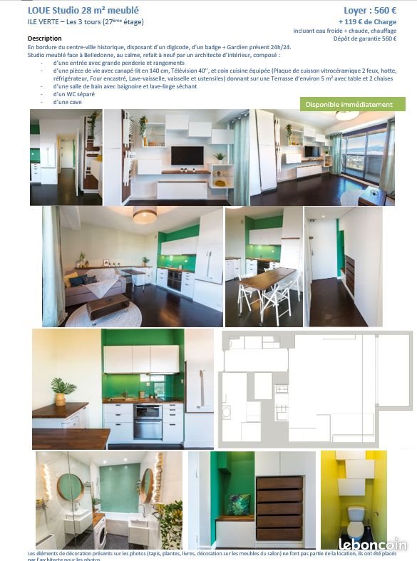 Appartement à louer, 28m², Grenoble