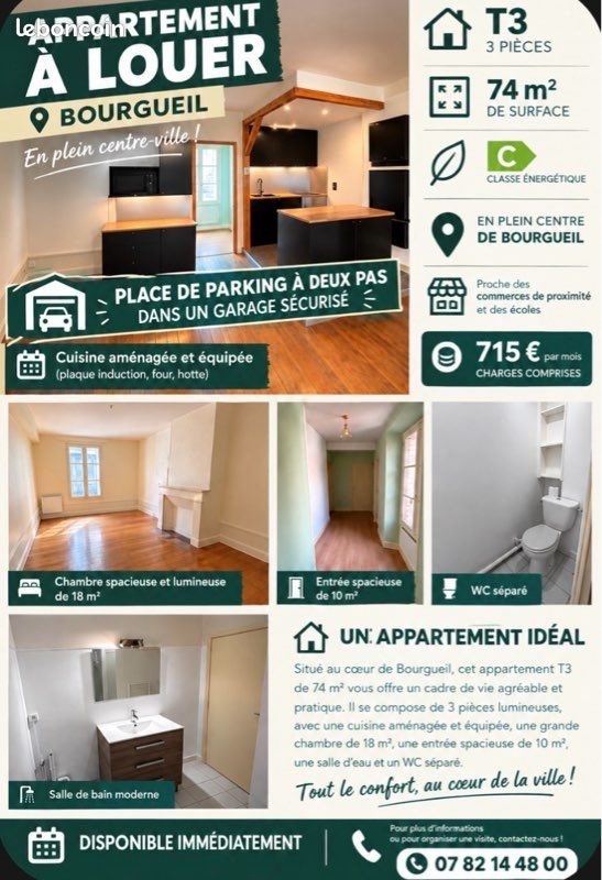 Appartement à louer, 74m², Bourgueil