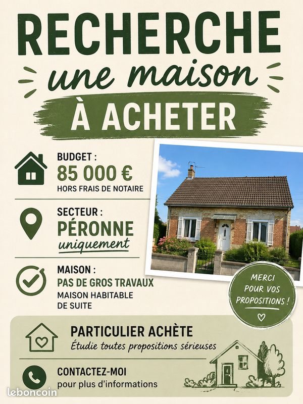 Maison à vendre, 80m², Péronne