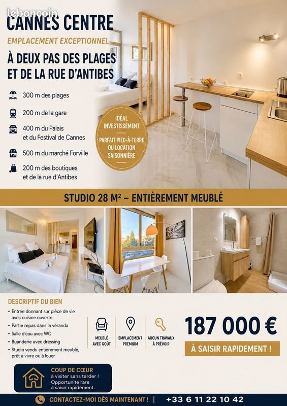 Appartement à vendre, 28m², Cannes