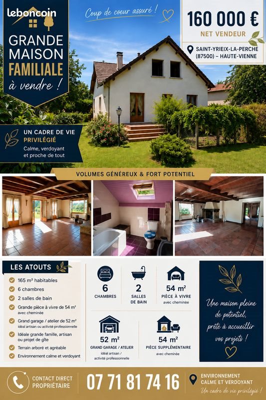 Maison à vendre, 165m², Saint-Yrieix-la-Perche