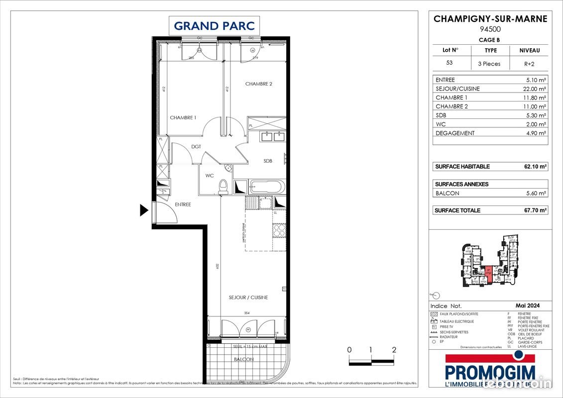 Appartement à vendre, 62m², Champigny-sur-Marne