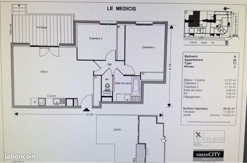 Appartement à louer, 66m², Montfermeil