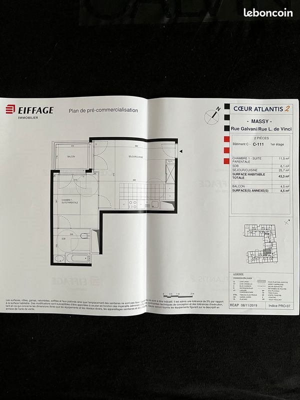 Appartement à louer, 43m², Massy