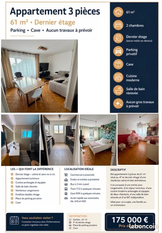 Appartement à vendre, 61m², Chilly-Mazarin