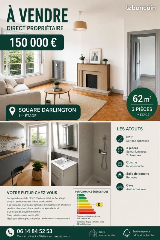 Appartement à vendre, 62m², Amiens