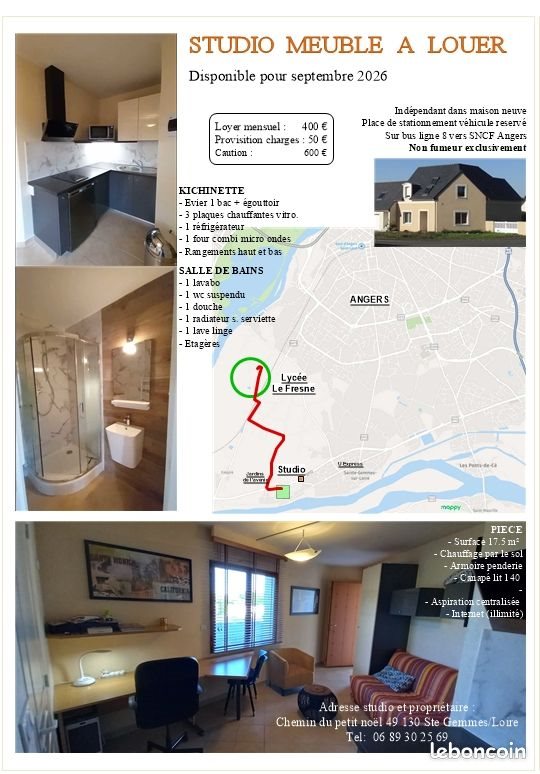 Appartement à louer, 18m², Sainte-Gemmes-sur-Loire