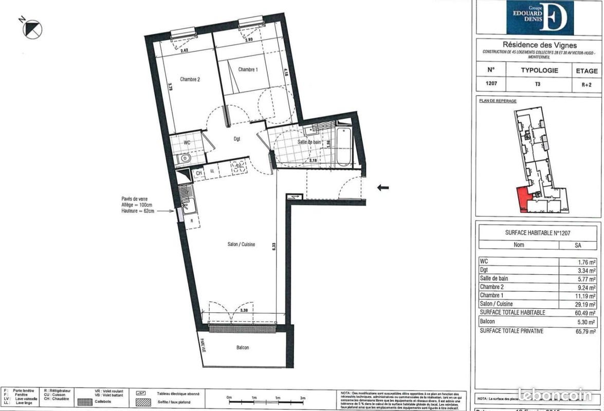 Appartement à vendre, 64m², Montfermeil