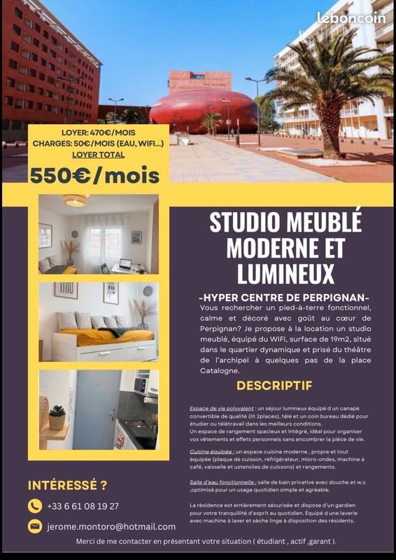 Appartement à louer, 19m², Perpignan
